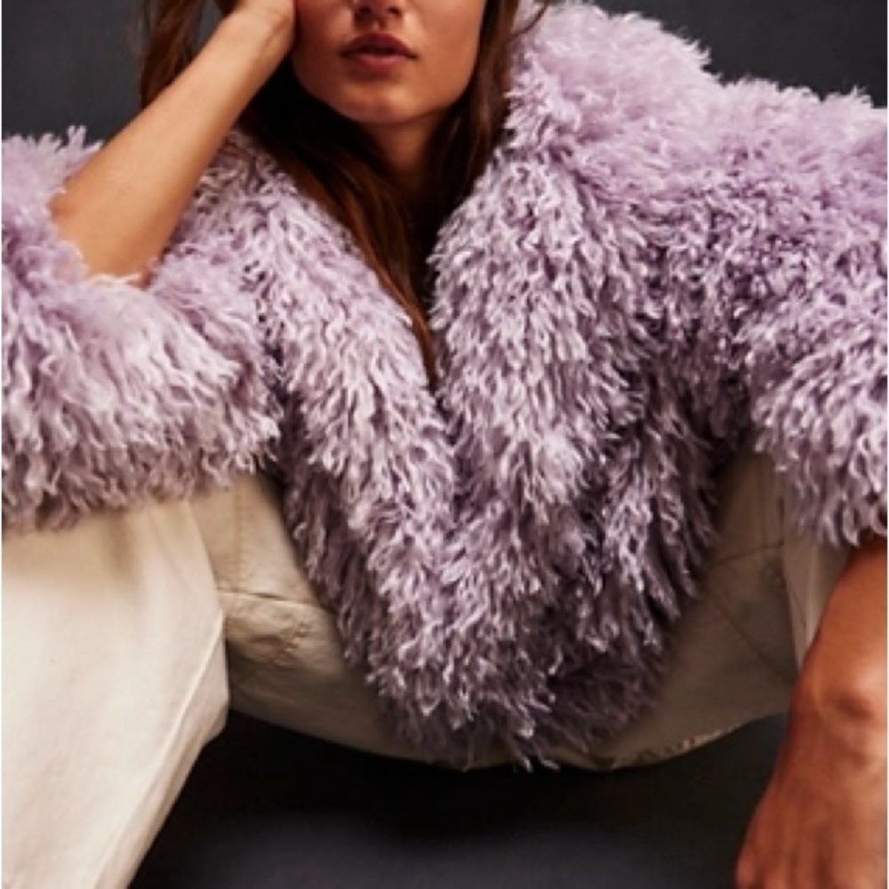 Free People green Lavender Jacket Plush Faux Fur